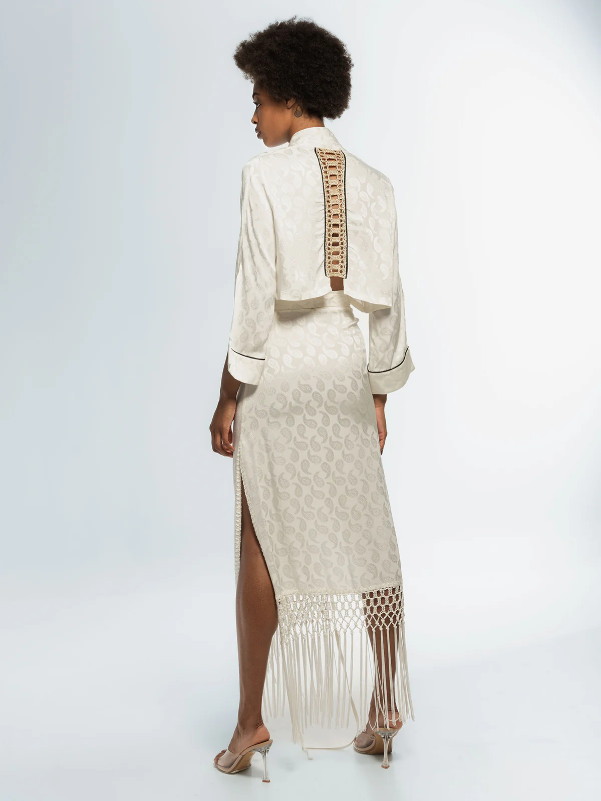 Mirai Cropped Kimono Top White Shell - Image 3