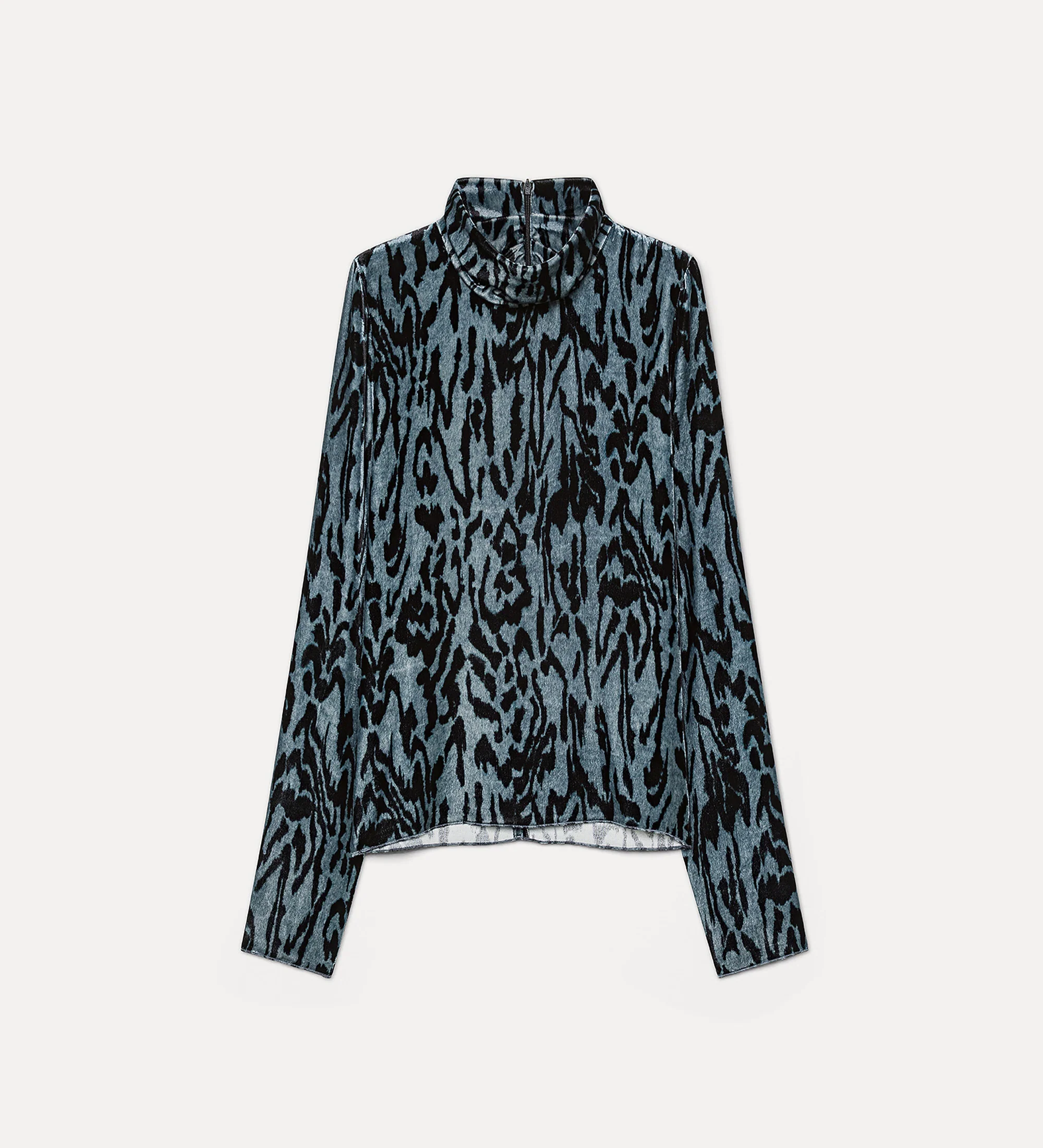 "Moiree" Print Velvet Turtleneck Shirt - Image 4