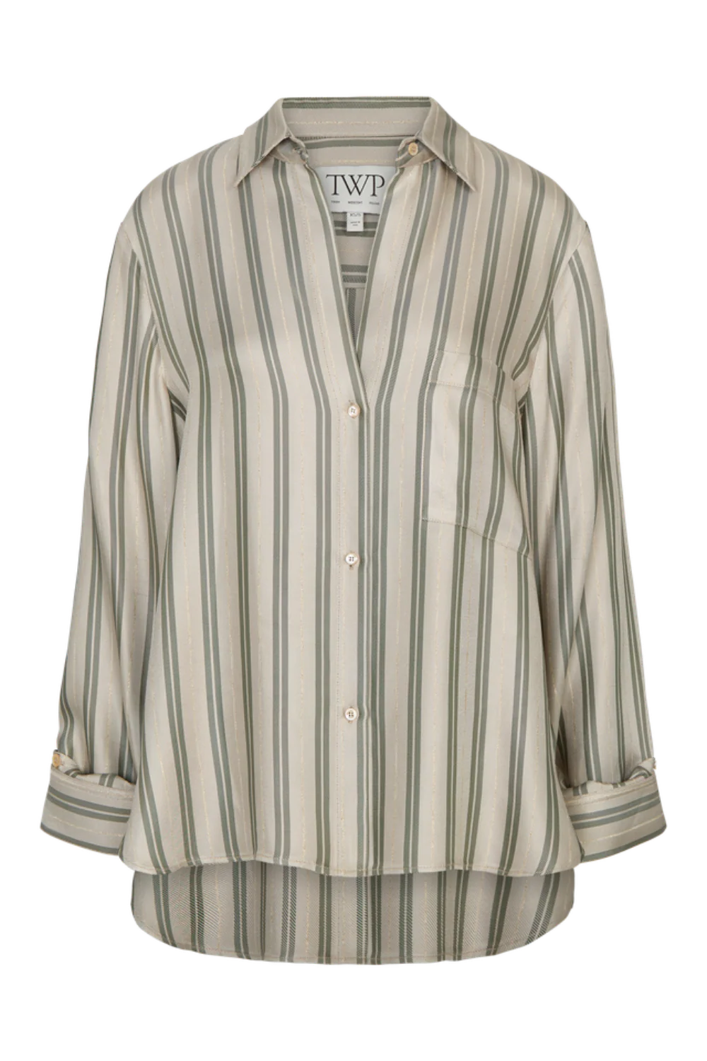 Next Morning Shirt in Fluid Regency Stripe Ivory/ Green