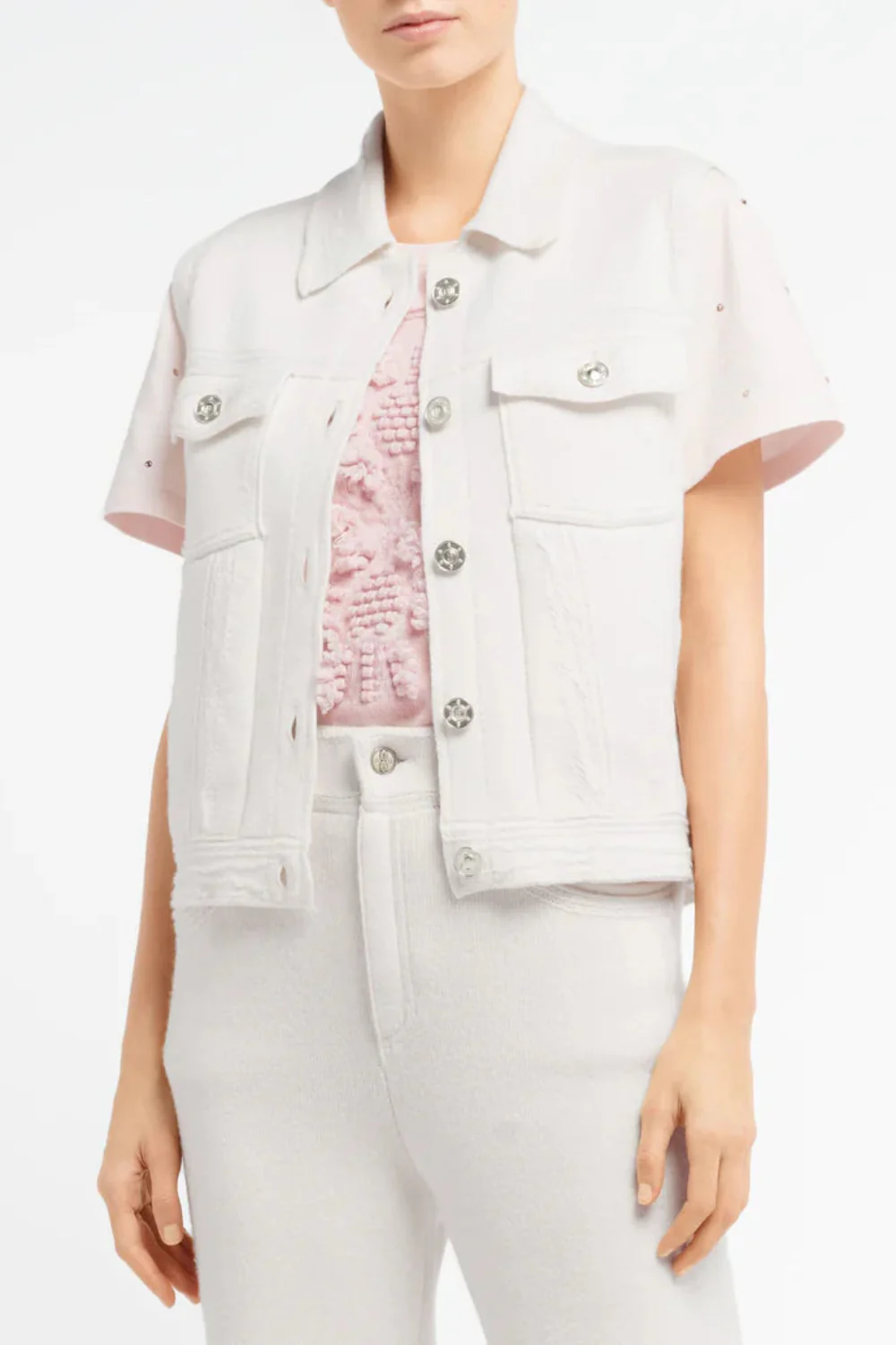 Oversized Sleeveless Denim Jacket in Cashmere and Cotton (Final Sale)