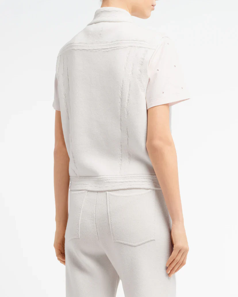 Oversized Sleeveless Denim Jacket in Cashmere and Cotton (Final Sale) - Image 2