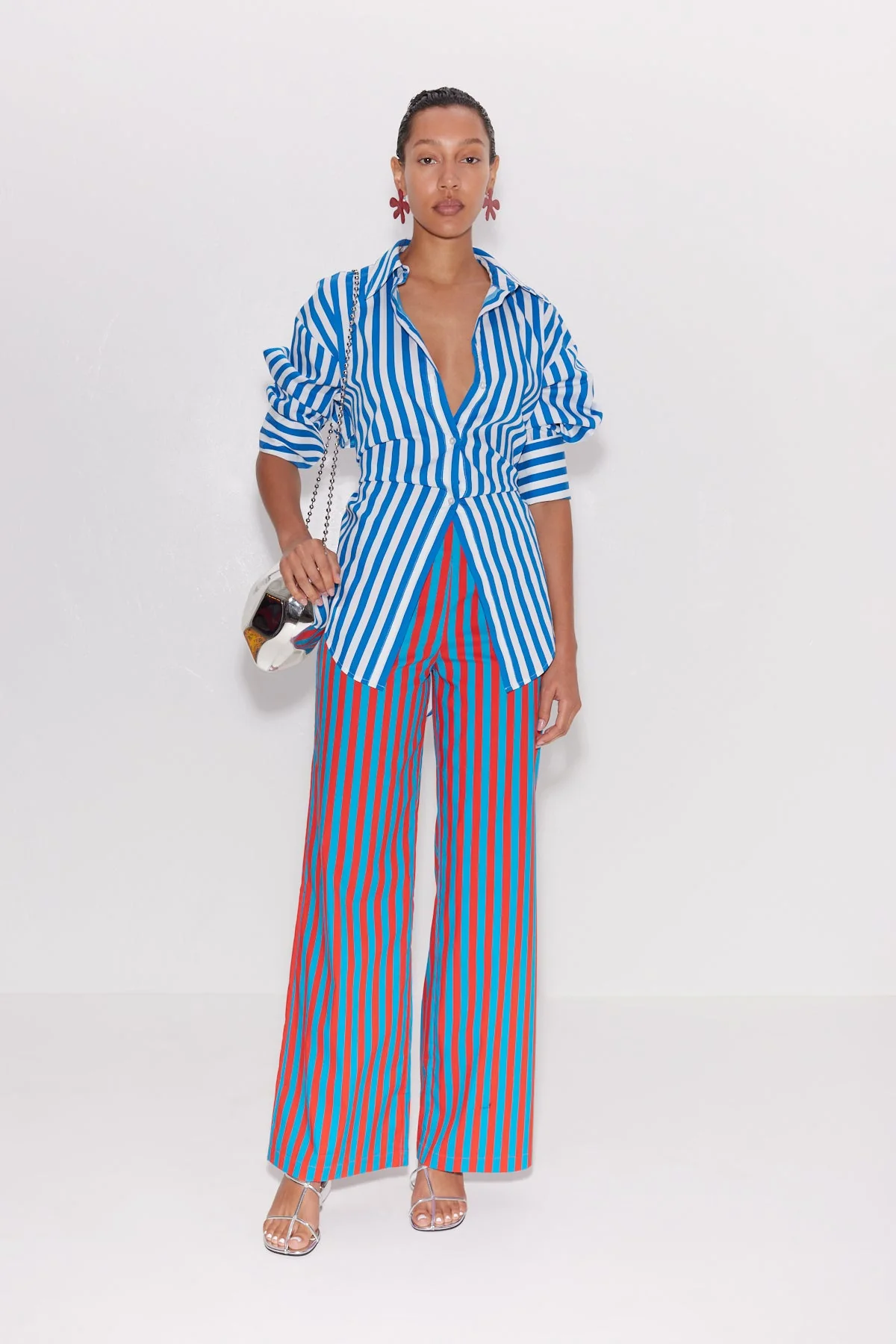 Pia Poplin Pant Blue-Paprika Stripe - Image 2