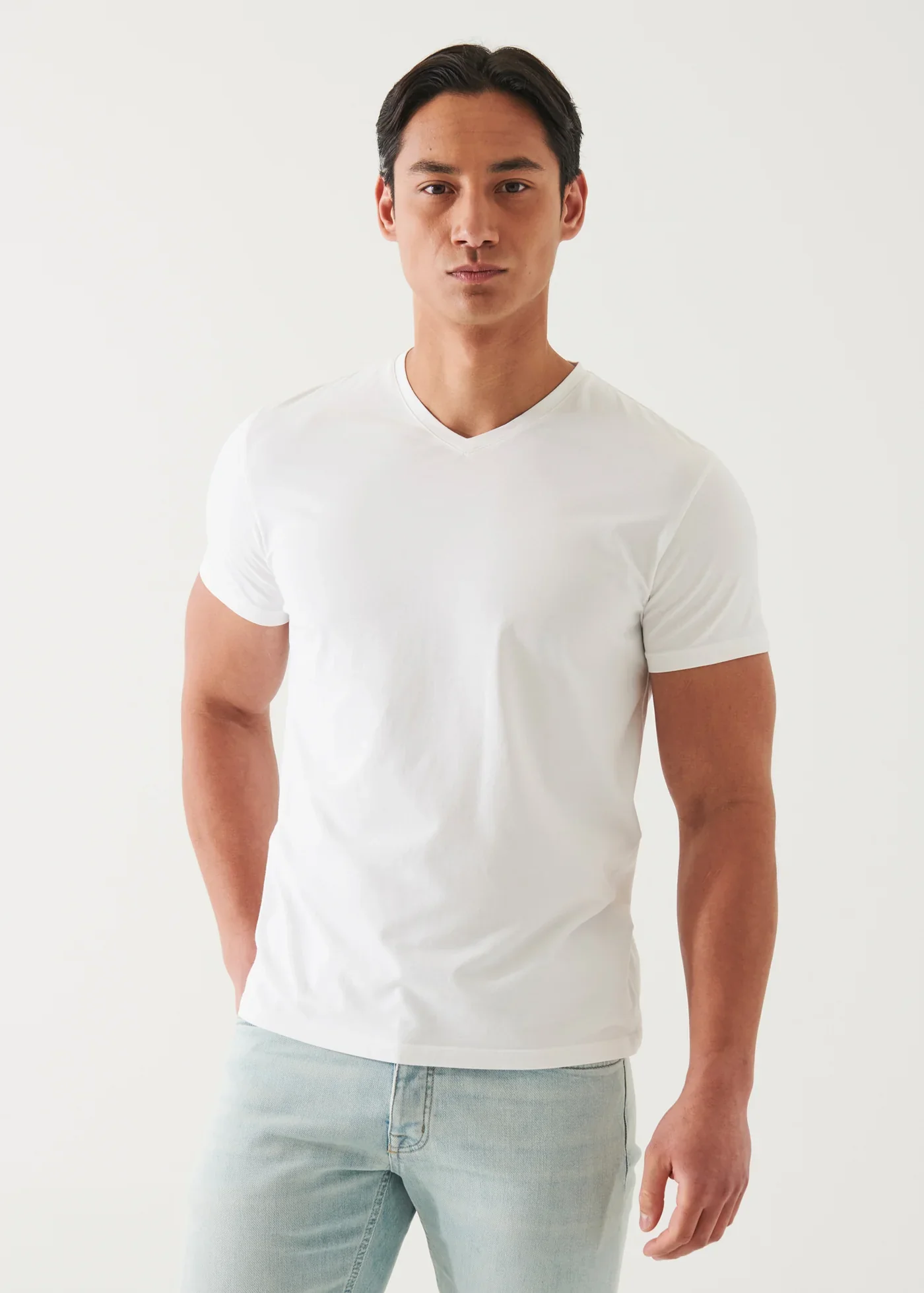 Pima Cotton Stretch V-Neck T-Shirt - Image 3