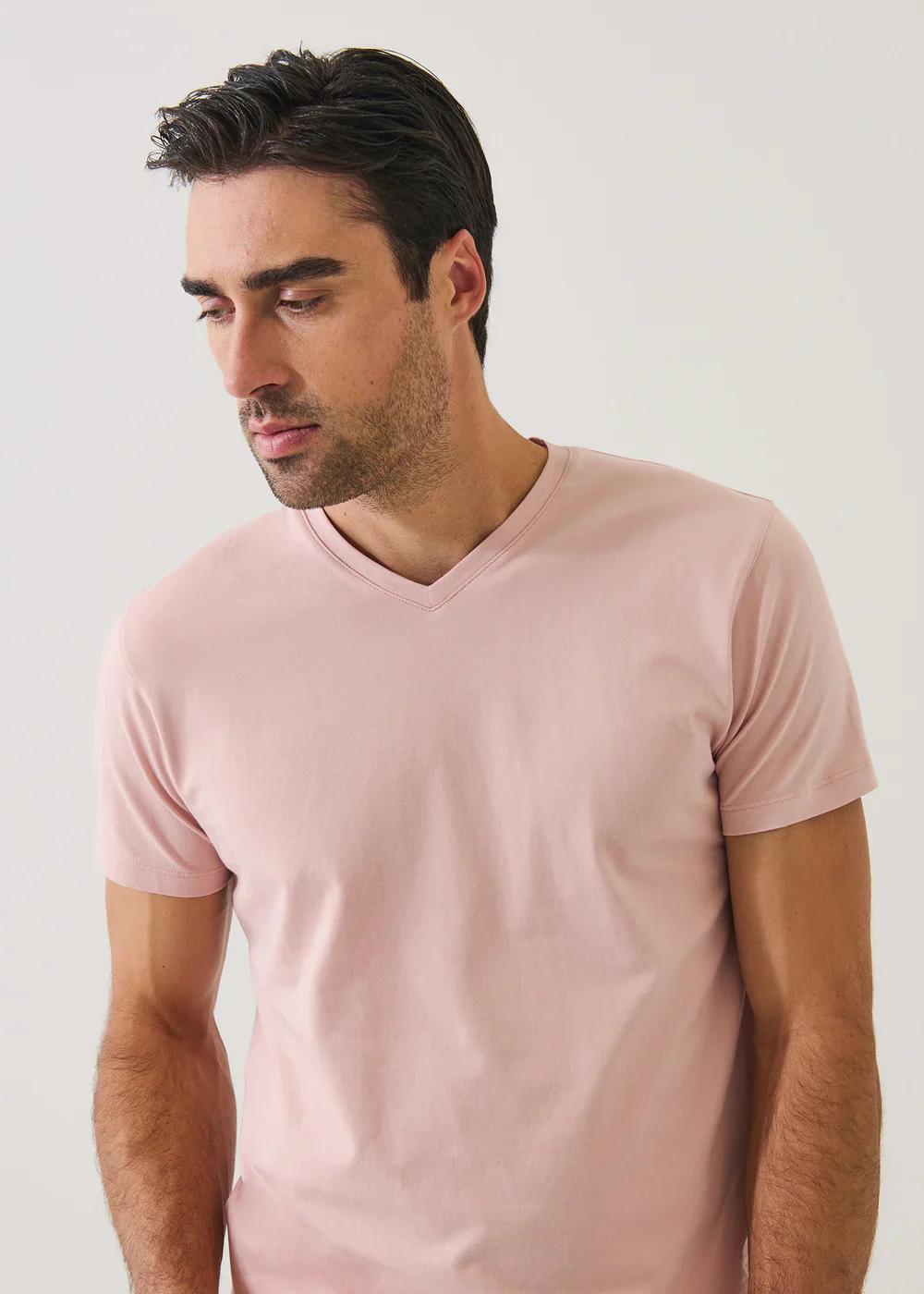 Pima Cotton Stretch V-Neck T-Shirt Rose Smoke - Image 3