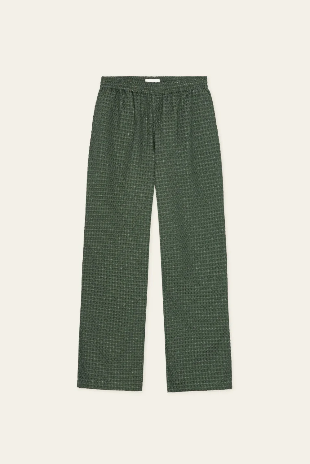 Pine Green Check Seersucker Casual Pants