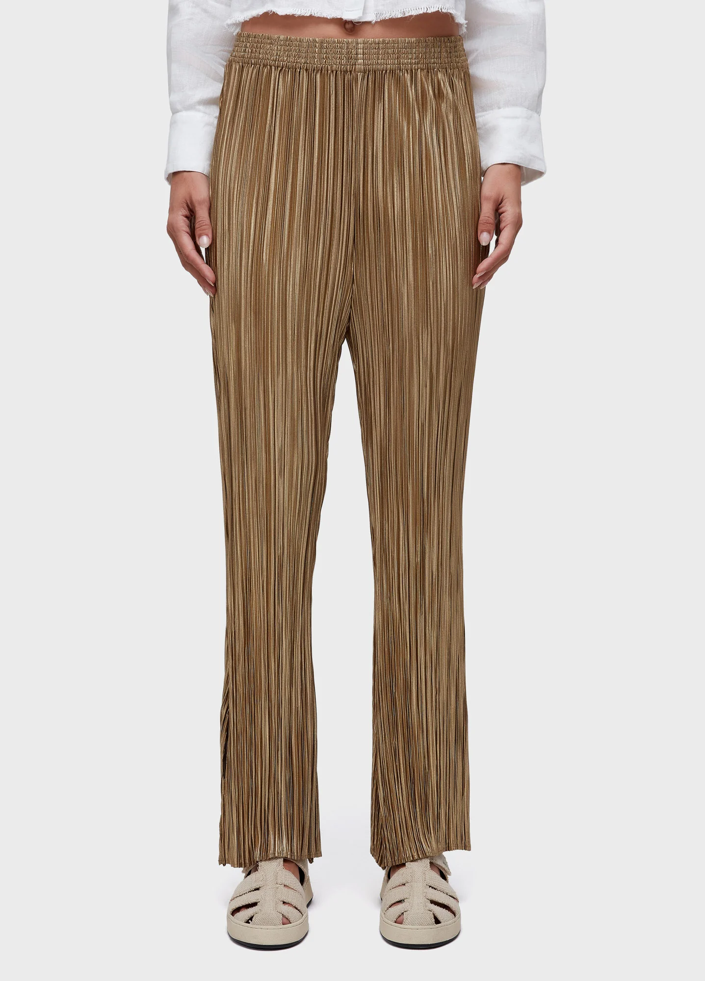 Plisse Gold Straight Pants - Image 2