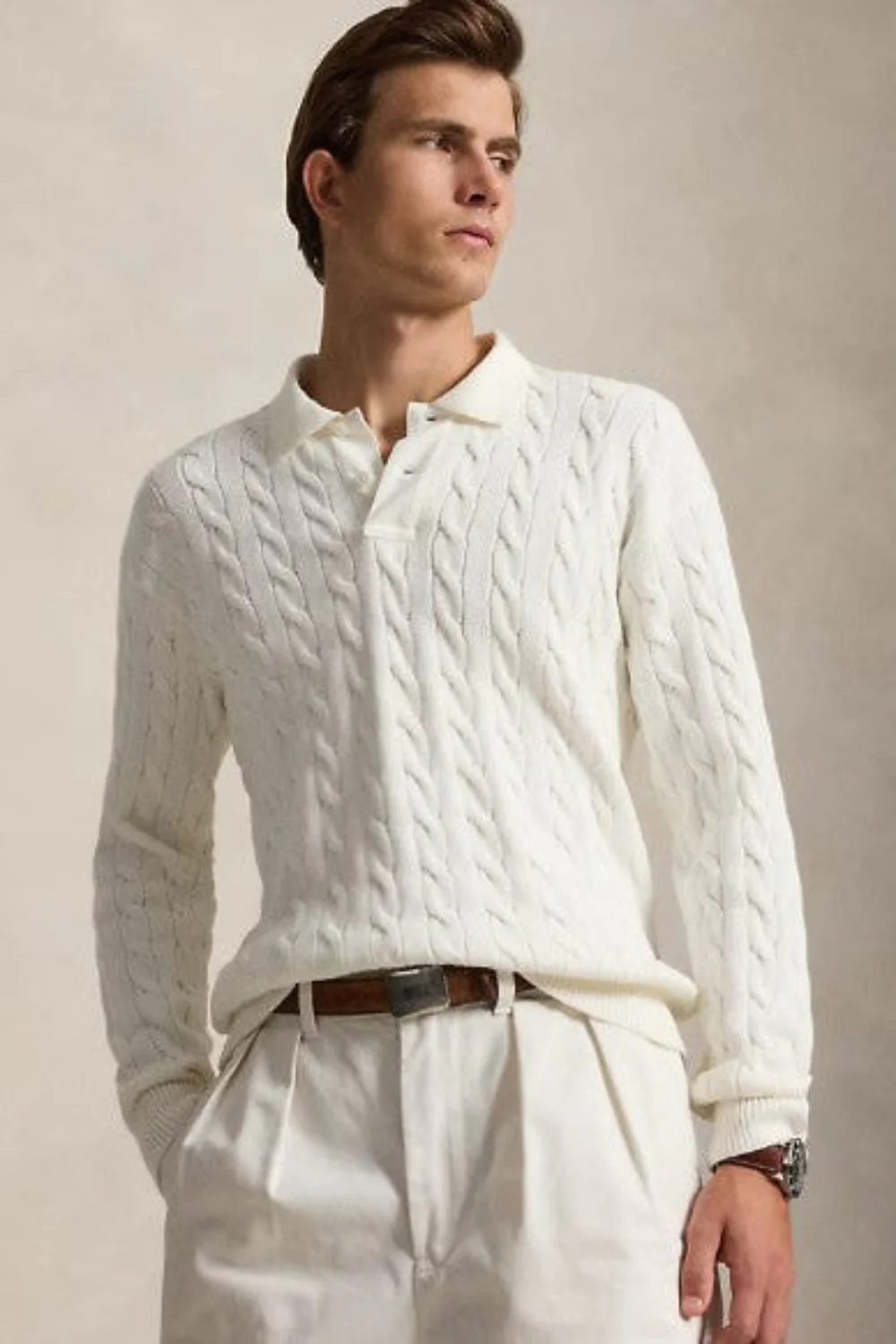 Relaxed Fit Cable-Knit Cotton Sweater