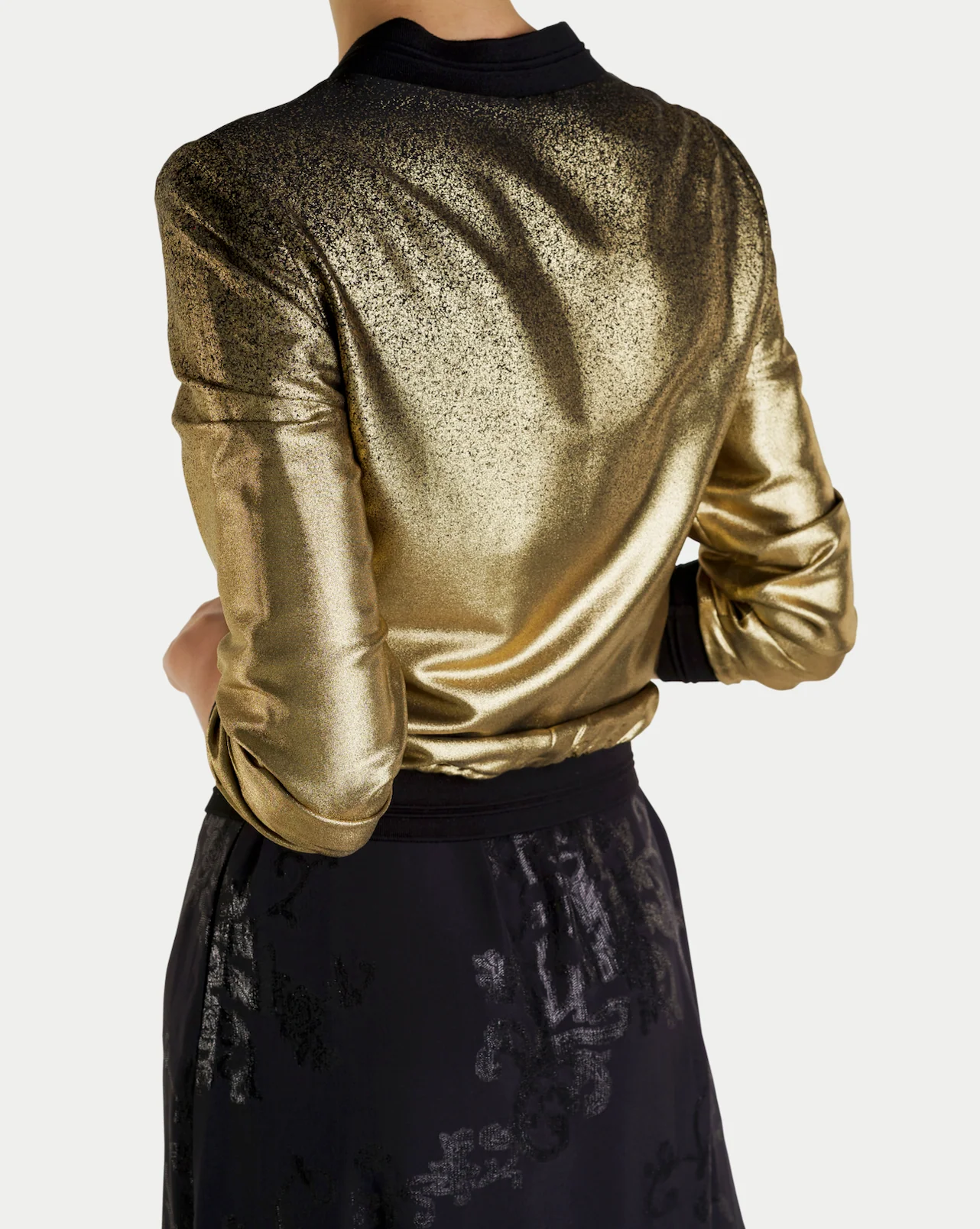 Reversible Silk Bomber Jacket Black Gold Ombre - Image 2