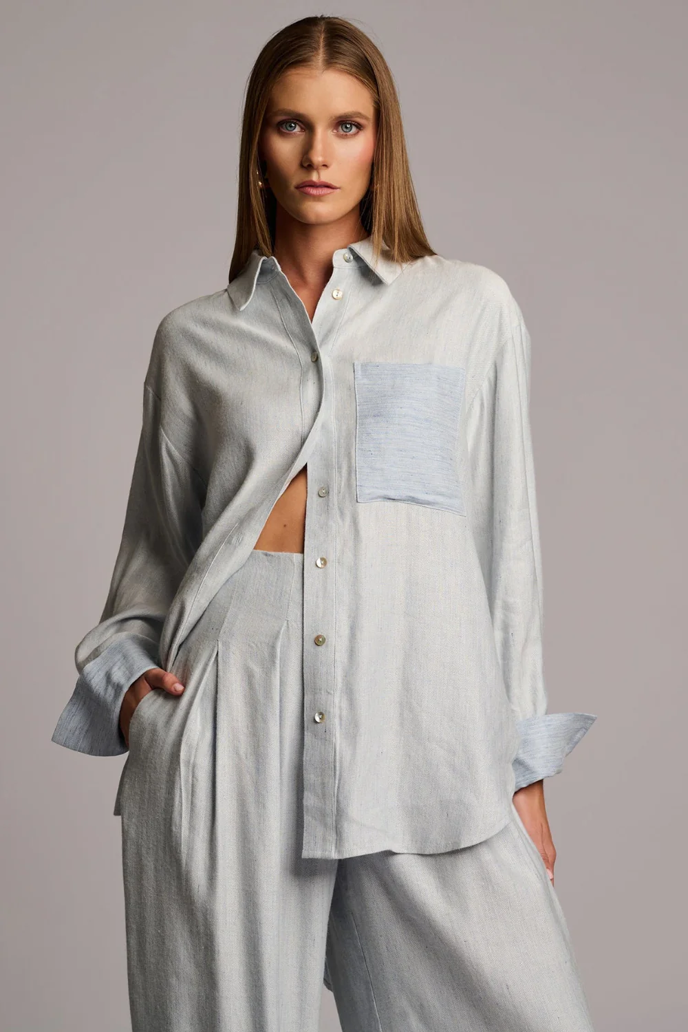 Sadie Top Blue Chambray