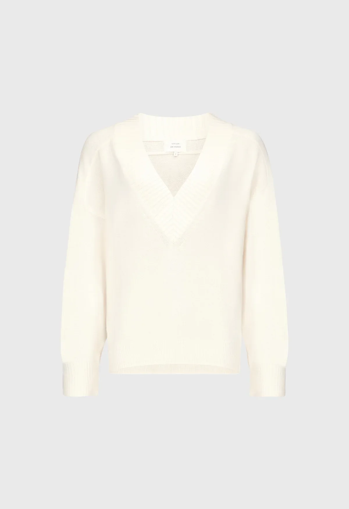 Sage LDS Ivory V Neck Cashmere Sweater - Image 4