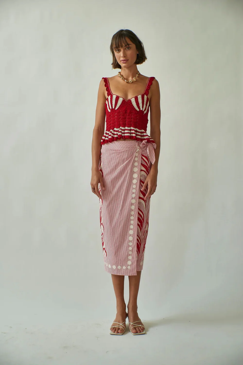 Shell Crochet Top  Red (Final Sale)