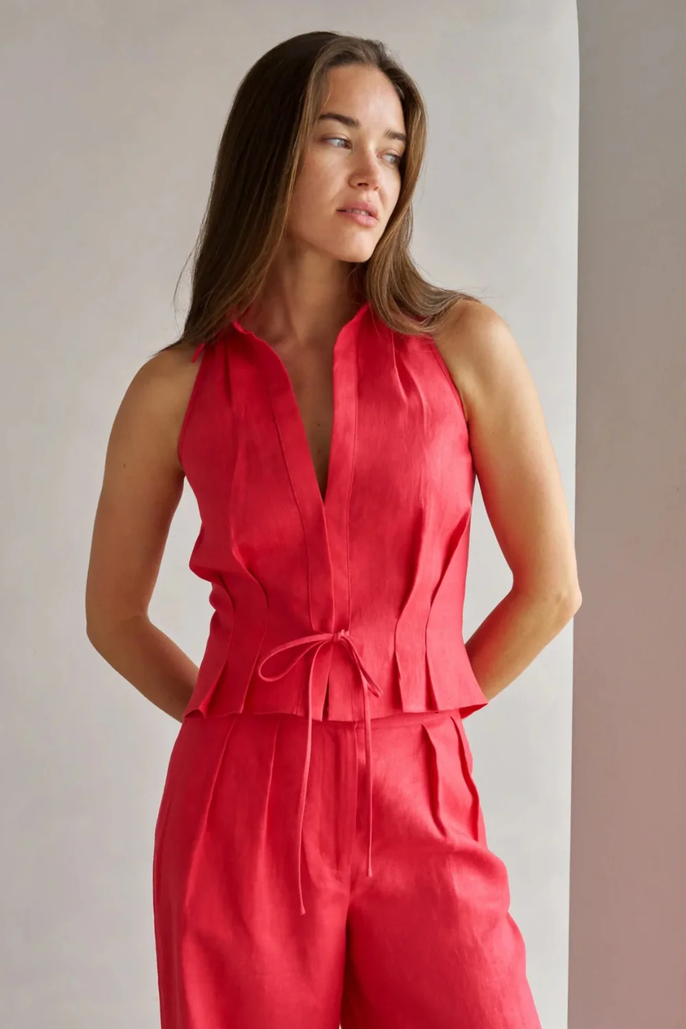 Sloan Linen Vest Red (Final Sale)