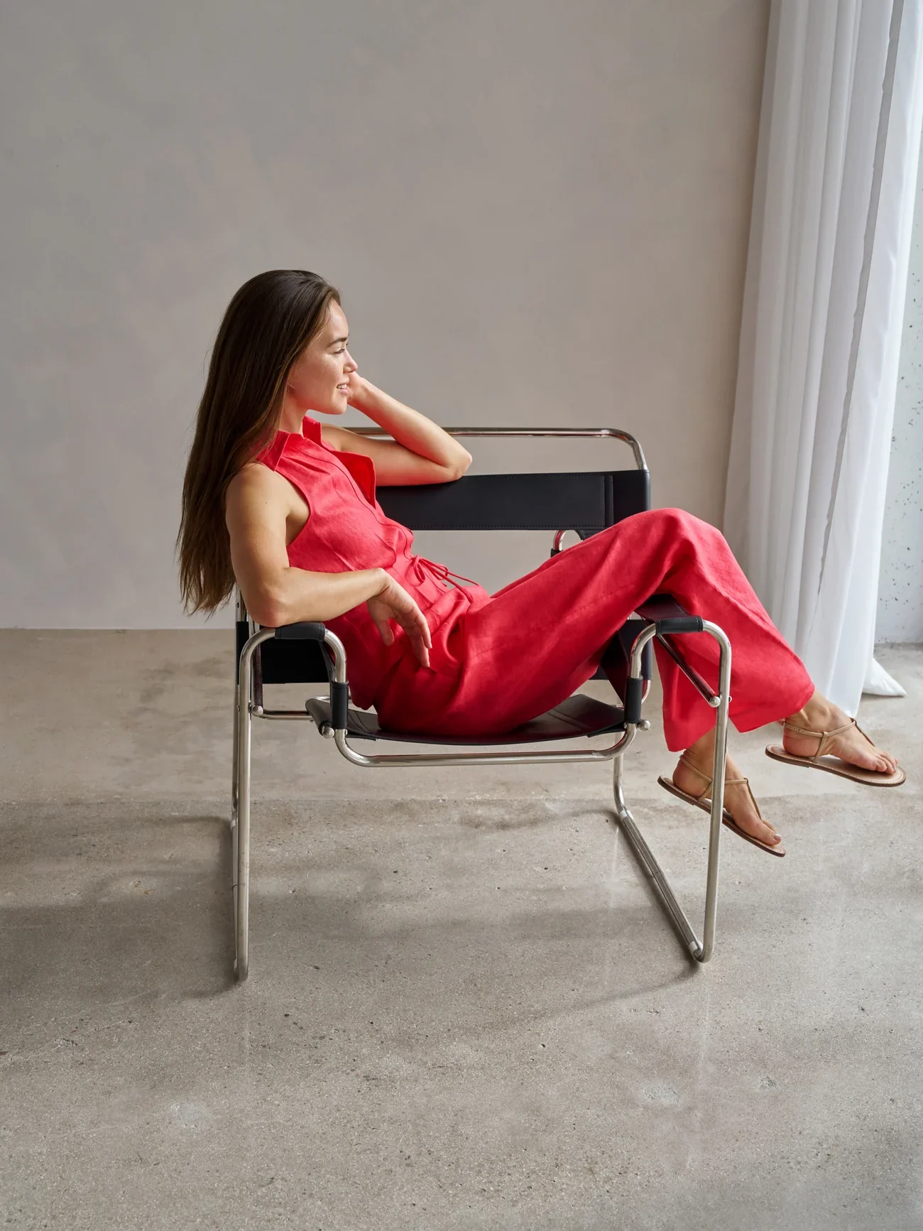 Sloan Linen Vest Red (Final Sale) - Image 4