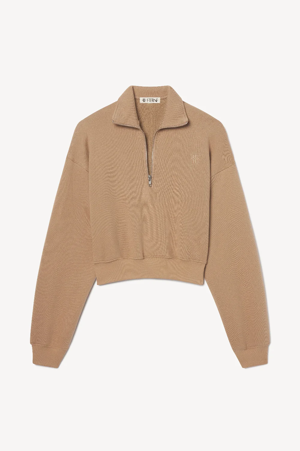 Cropped Half-Zip Sweatshirt Taupe