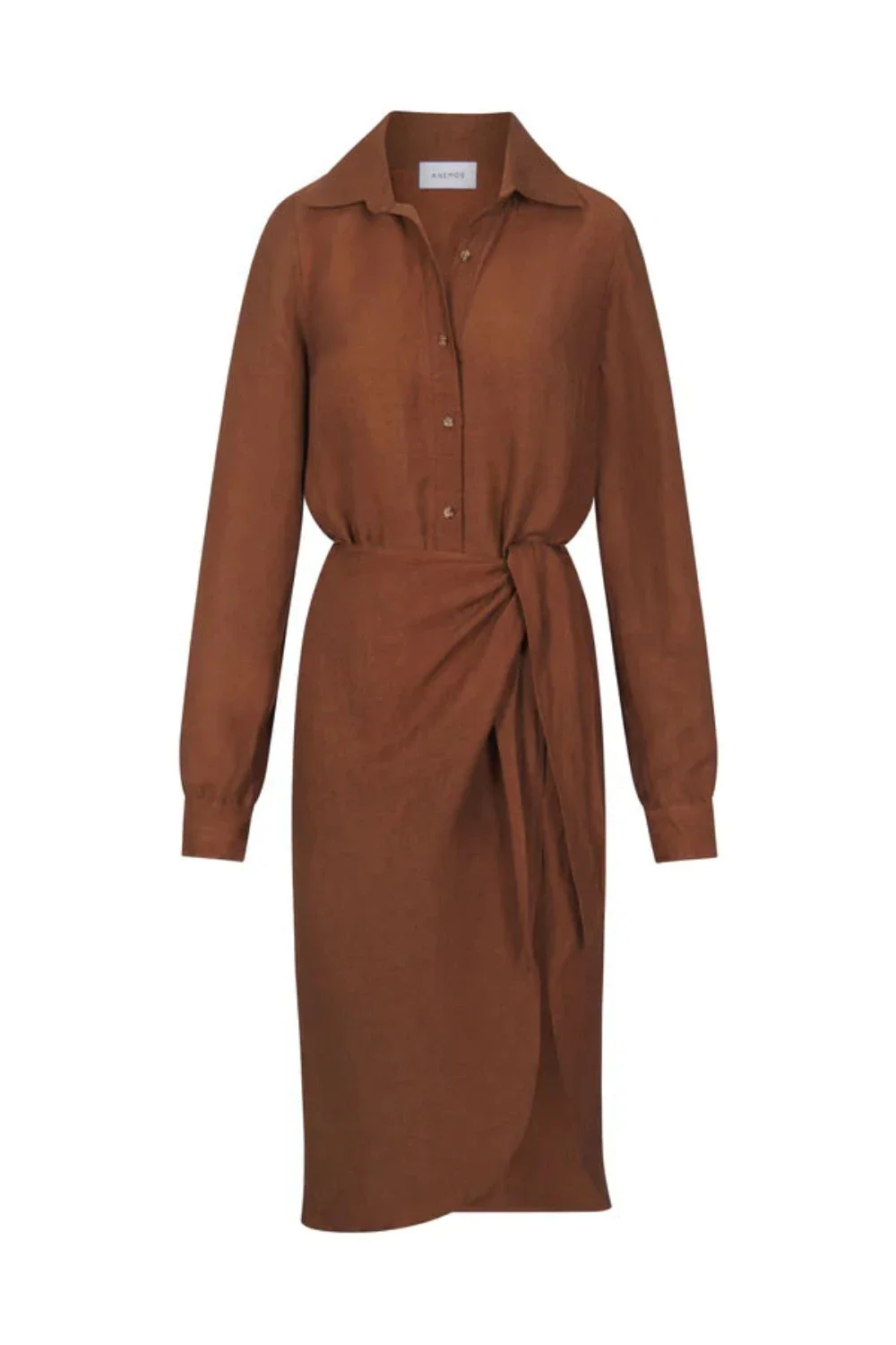 The L.A. Button Down Asymmetric Wrap Midi Dress Espresso (Final Sale)