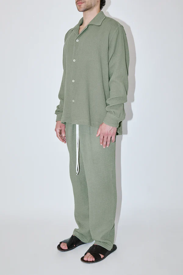 Theo LS Resort Shirt Angel Weave Khaki - Image 3