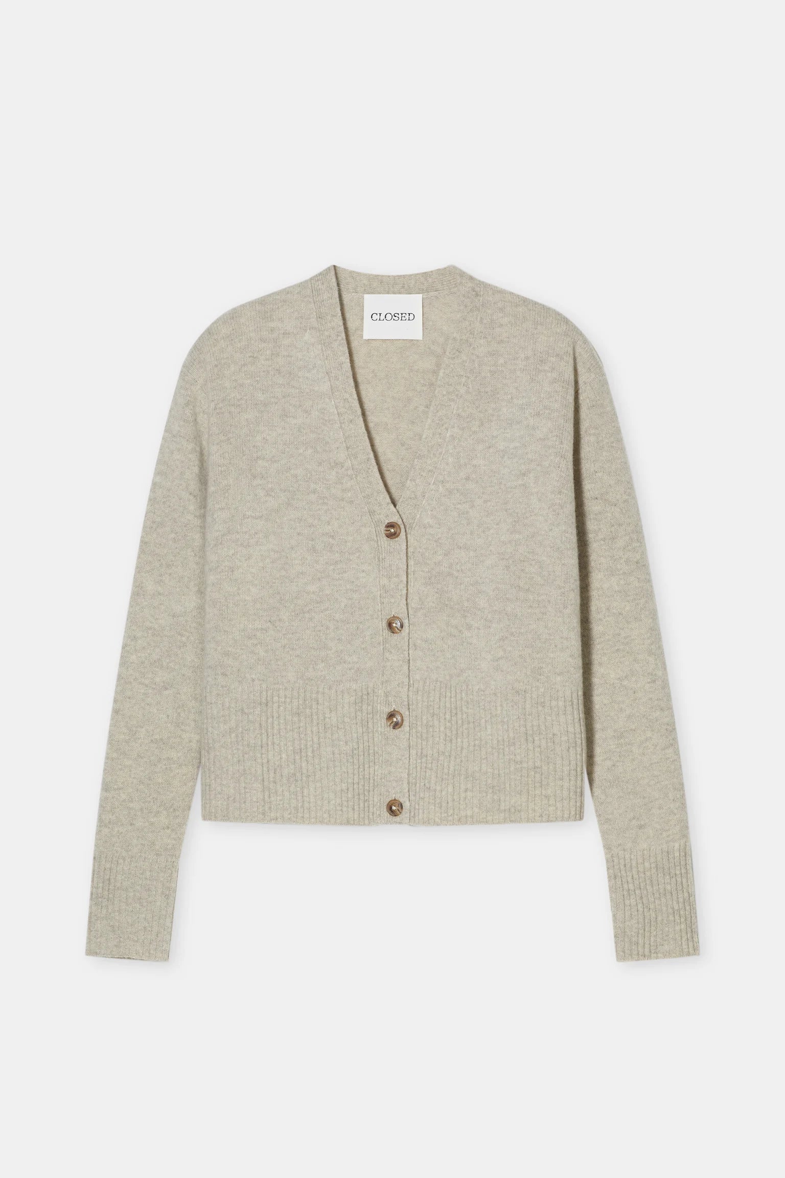 V Neck Cardigan Beige Mélange - Image 5