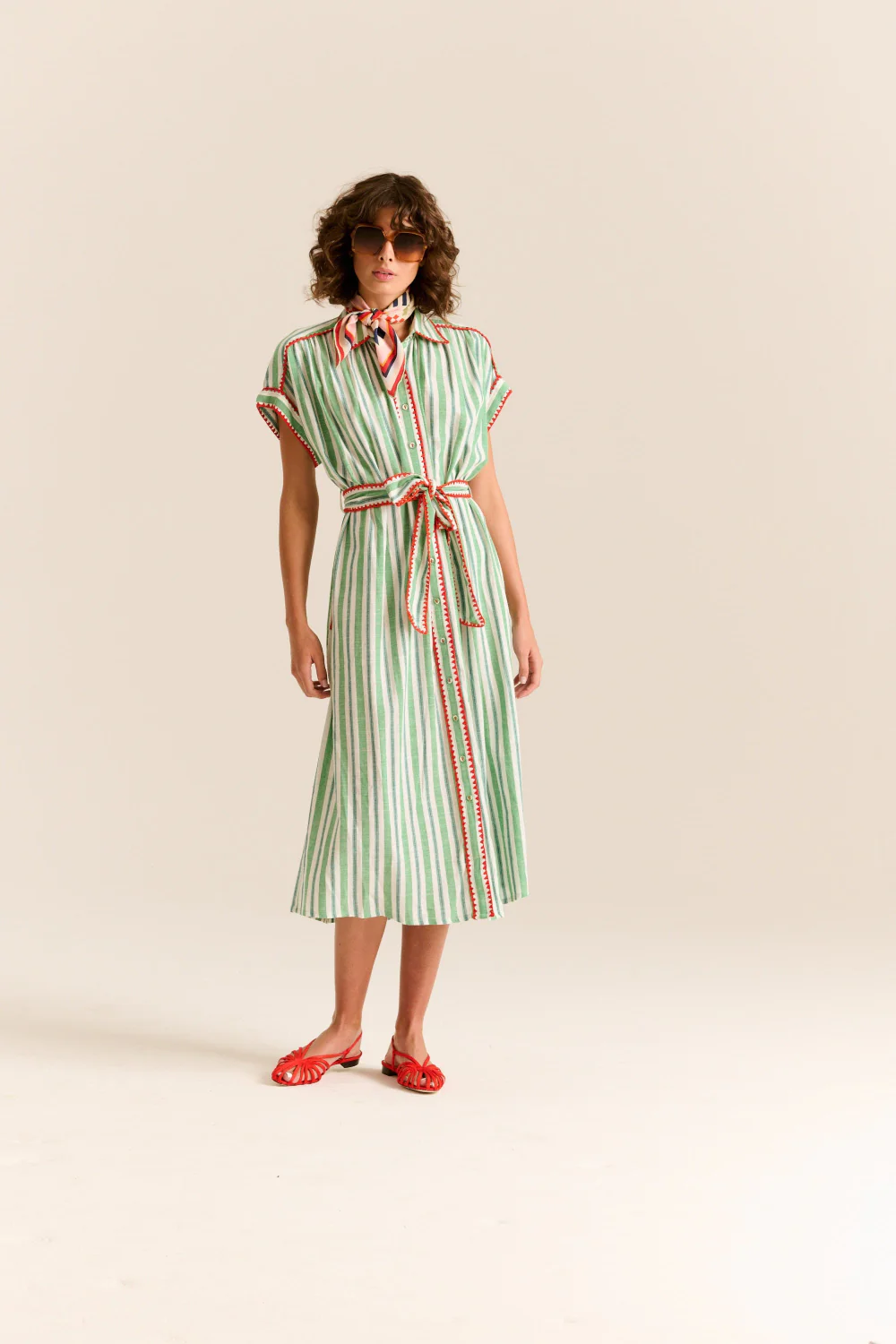 Valerie Kaftan Green Stripe