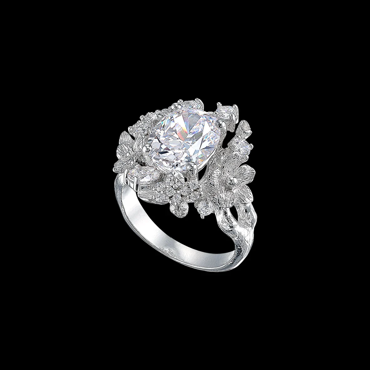 White Posy Diamond Ring - Image 2
